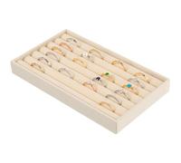 Ring Organiser Box Velvet Ring Showcase Holder Beige Rings Holder Display Tray Stackable Earring Trays Jewelry Organizer Trays Storage Insert Holders for Women Jewelry Box Drawer Dresser Selling