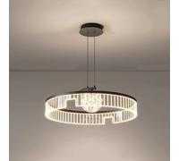 Ring Pendant Light,Metal Annulus Hanging Lamp with Acrylic Light Guide Shade, Modern LED 55W 3000K/4000K/6000K Dimmable,Restaurant Suspension LampNordic Simple Drop Lights