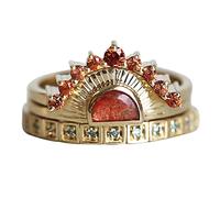 Ring Piece Three Rings Three Piece Wedding Rings Coloured Rings (A, One Size)