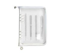 Ring Planner Cover - Transparent PVC Zipper Protector For 6 Rings, Economy Binder Cover 25x18cm - for Refillable Notebook School Office Study Home Travel