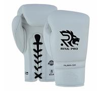 Ring Pro Plain Lace-Up Boxing Gloves - Premium Training & Sparring Gloves for Professional Boxing and MMA Athletes (White, 12 oz)