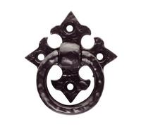 Ring Pull On Gothic Cross Backplate 57 X 57mm Black Antique from Ironmongery Hardware Online