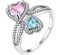Ring Rainbow Eternal Heart Women'S s Ring Double Engagement Ring Sphere Practical