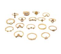 Ring Ring Bohemian Style Set 17 Diamond Piece Set Jewelry Rings Size 8 Rings for Women (Gold, One Size)