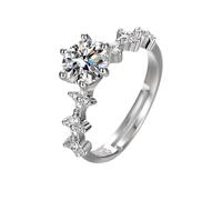 Ring Ring Four Leaf Women's Six Open Fashion (Gold, One Size)