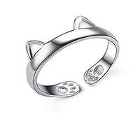Ring Ring Ladies Stainless Steel Popular Couple Open Ring Adjustable Glitter Gift Free Size Present Engagement Ring Mother's Day Cat Ear Alloy Fashion