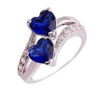 Ring Ring Women's Engagement Girls Heart Rainbow Double Rings Trendy Chunky Rings (8)