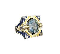Ring RingDiamond Ring Diamond Large Ring Gift Vintage Big Ring Gemstone Ring Ring Peacock Vintage Ring Gemstone Shape Ring Blue Squar Diamond Rings Girls Costume Jewelry Ages 8-12 (D, One Size)