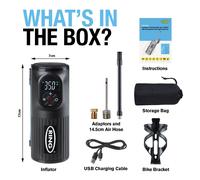RING TYREINFLATE GO 2 Cordless Handheld Digital Tyre Inflator Air Compressor - Rechargeable With Internal Power Bank