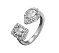 Ring Set Girls Border E Commerce Export Jewelry Exquisite Geometric Water Drop Square Zircon Open Ring Light Gamer Rings (H, One Size)