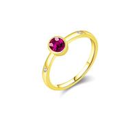 Ring Sets for Women, Golden Rings Oval Solitaire with Rose Red Created Spinel 14K Yellow Gold Size H 1/2
