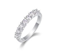 Ring Sets Women, Bridal Rings 3mm Width Ring with Round Moissanite 0.7ct Silver 18K White Gold Size K 1/2