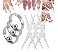 Ring-Shaped Cat Eye Magnet for Nail,Strong Nail Magnet Tool,Hollow CateyeMagnet for Nails,Y & RingMagnet(Wide Beam,Heart,French),Portable Hollow Circular Cat Eye for Beginners&NailArtists (3Pcs-B)
