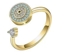 Ring Silver Cubic CZ Band Rings Adjustable Handmade Rings Jewelry Wedding Rings Women (B, A)