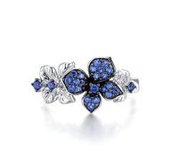 ring, Silver Rings for Women Genuine 925 Sterling Delicate Blue White Butterfly Ring(6)