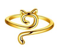 Ring Size 5 Women Tension Ring For Finger Shape Metal Open Tension Ring For Crocheting Crochet Loop Rings Faster Knitting Thimbles For Women Flute Ring (Gold, B)