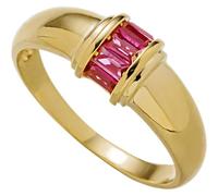 Ring Size Women Gold Solitaire Engagement Ring Yellow 18K Tourmaline with Rectangle Created Ruby Size K 1/2 Fashion for Ladies Wedding Jewelry