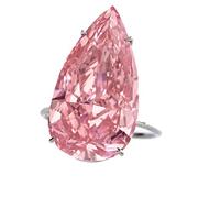 Ring Size Women's Hand Decoration Fashionable Water Drop Type Pink Ring Large Grained Sparkling Anniversary Wedding Engagement Attractive
