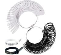 Ring Sizer Gauge Set with Black and Whiter A-Z Ring Measurement Tool,Finger Sizing Measuring Tool for Women Men Ring Sizer Gauge UK Ring Size Chart Clear A-Z Engravings for Wedding Ring Diameter