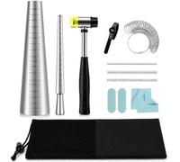 Ring Sizer Measuring Kit with Metal Ring Mandrel, Bracelet Sizer Mandrel & Rubber Mallet Hammer, Steel Jewelry Making Tools for Ring Sizing, Resizing, Repair and Bracelet Forming(12-Bracelet Sizer)