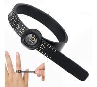 Ring Sizer Measuring Tool, Reusable Finger Size Gauge Measure Tool, Mini Finger Dimension Measuring Tool, Jewelry Sizing Tools, with Magnified Glass, 1-17 USA Rings Size (Black)