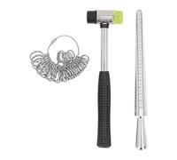 Ring Sizer Measuring Tool, with Mandrel Hammer | Aluminium mandrel stainless steel sizer, US 0 15 including half sizes, For jewellery making and craft, Complete sizing kit