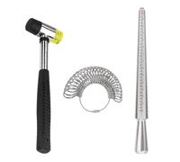 Ring Sizer Tool, Ring Mandrel Sizer Gauge Set with Rubber Jeweler's Mallet Hammer Steel Finger Size Measuring Stick Wire Wrap Jewellery Tools for Jewellery Making Repair (0-13 Meido Circle)