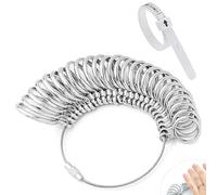 Ring Sizer UK Ring Measurement Tool 26 Circles, A-Z Ring Measurement Tool Gauge Set for Men and Women, Aluminium Measure Tools with Plastic Ruler for Wedding and Engagement Rings