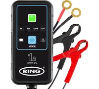 RING SMARTCHARGE 1A Car Charger & Maintainer With Crocodile Clips & Ultra-Compact Design - Compatible With Lithium Ion, Lead Acid, Gel, Calcium, EFB