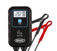 RING SMARTCHARGE 4A Car Charger & Maintainer With Crocodile Clips & Built-In Hanging Hook - Compatible With Lithium Ion, Lead Acid, Gel, Calcium, EFB & AGM Batteries