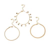 Ring Spanner Set Cranked Colourful Flowers Mixed with Contrasting Small Daisy Bracelets Minimalist Beach Shoe Set of 3 Silver Anklet (Gold, One Size), Metal, No Gemstone