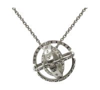 Ring Spin Toy Calming Mind Fidget Necklace Titanium Steel Spinner Decompression Toys Planet Shape Shockproof Manual Anti-Stress Antique Silver