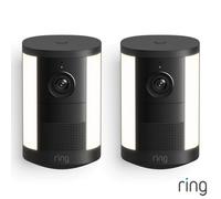 Ring Spotlight Cam 2Nd Gen Battery Security Camera 2 Pack, Retinal 2K Video, 6X Enhanced Zoom, Motion Spotlights, Siren, Black