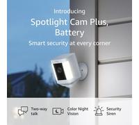 Ring Spotlight Cam Plus (Battery-Powered) - Two-Way Talk, Color Night Vision & Security Siren, White