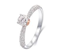 Ring Stacks for Women, Dainty Promise Ring Solitaire Ring with 0.4ct Round Moissanite Two Tone 14K White Gold Size L 1/2