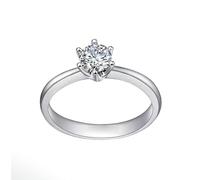 Ring Stacks for Women, Womens Rings Dainty with 6 Prong Diamond 0.4Ct 14K White Gold Size M 1/2