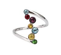 Ring Stainless Steel Women's Wide Silver Inlaid Coloured Round Stone Rings Women's Confession Suggestion Stainless Steel Rings, 5, Metal, No Gemstone