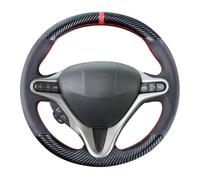 Ring Steering Wheel Cover For Civic 8 2005-2011 For Civic For Type For R 2004-2011 Carbon Fiber Steering Wheel Cover Wheel Sleeve Protector(Red Thread)