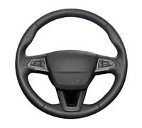 Ring Steering Wheel Cover For Focus 3 For Kuga For Escape For C-MAX For Ecosport Car Steering Wheel Cover Black Leather Braid Wheel Sleeve Protector(Red Thread)