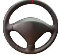 Ring Steering Wheel Cover For Peugeot For 307 2001-2008 For 307 For SW 2005-2008 Car Steering Wheel Cover Black Microfiber Leather Wheel Sleeve Protector(Red Thread)
