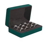 Ring Storage Boxes for Multiple Rings, Compact and Stylish Travel Jewelry case, Portable Small jewelry Organizer Box Tray Gift for Women, Girl(Green)