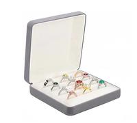 Ring Storage Boxes for Multiple Rings, Compact and Stylish Travel Jewelry case, Portable Small jewelry Organizer Box Tray Gift for Women, Girl(Grey)