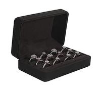 Ring Storage Boxes for Multiple Rings, Compact and Stylish Travel Jewelry case, Portable Small jewelry Organizer Box Tray Gift for Women, Girl(Black)