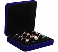 Ring Storage Boxes for Multiple Rings, Velvet Compact and Stylish Travel Jewelry case, Portable Small jewelry Organizer Box Tray Gift for Women, Girl(Blue)