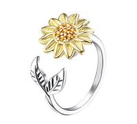 Ring Stress Open Women Adjustable Rings Rings for Anxiety Girl Relieving Sunflower Stackable Jewelry Rings Color Changing Ring (Multicolor, One Size)