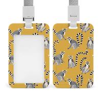 Ring-Tailed Lemur Pattern Funny ID Badge Holder with Lanyard Name Card Holders for Work Nurse Teacher