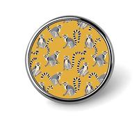 Ring-tailed Lemur Pattern Round Lapel Pin Button Brooch Tie Badge Elegant Hat Clothing Jewelry Accessories