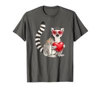 Ring-Tailed Lemur Red Heart Love Red Sunglasses T-Shirt