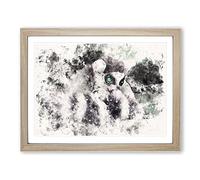 Ring Tailed Lemur Watercolour Modern Framed Wall Art Print, Ready to Hang Picture for Living Room Bedroom Home Office Décor, Oak A3 (46 x 34 cm)