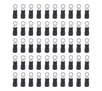 Ring Terminal Wire Connector Kit 50Pcs Insulated Crimp Terminals for Electrical Wiring Automotive Marine Applications Copper Material AWG 14 12 RV3 5 4 Black